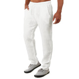 Men's Solid Color Breathable Cotton Linen Loose Casual Trousers 20503655X