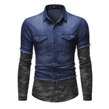 Men's Vintage Washed Denim Long Sleeve Shirt 87323555X