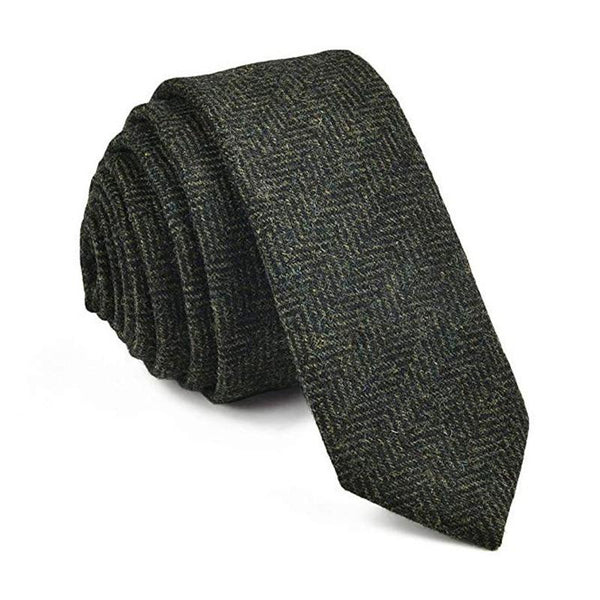 Men's Vintage Wool Blend Narrow Plaid Print Tie 86113811M