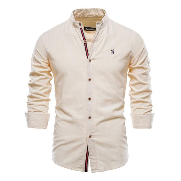 Mens Cotton Linen Shirt 93795703X Khaki / S Shirts & Tops