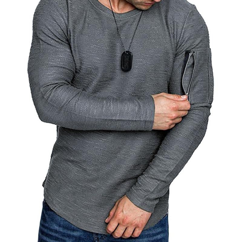 T-shirt girocollo a maniche lunghe con tasca con cerniera da uomo 56507368X