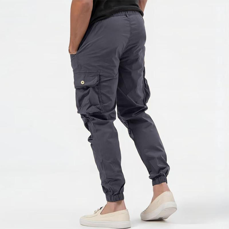 Pantalones cargo con bolsillos tridimensionales de color sólido para hombre 10815009Y