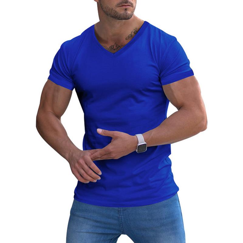 Men's Casual Tough Guy V-Neck Short Sleeve T-Shirt 46187177Y