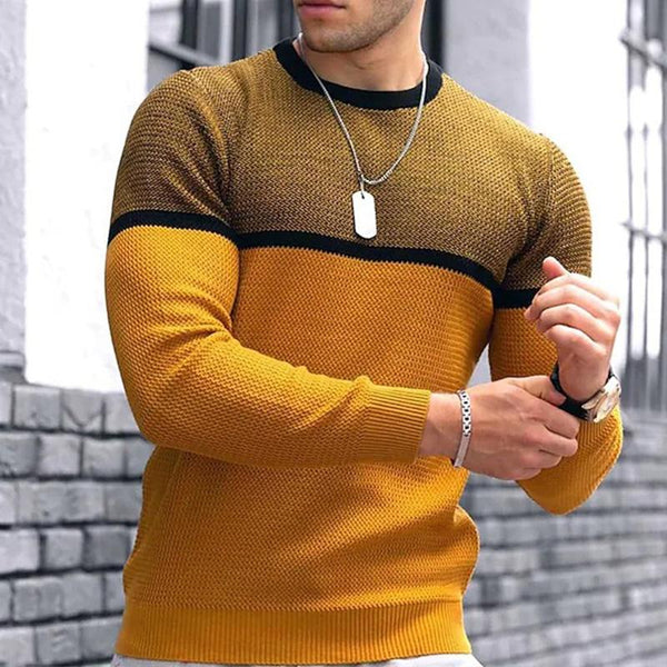 Men's Casual Round Neck Knit Long Sleeve Sweater 91492543M