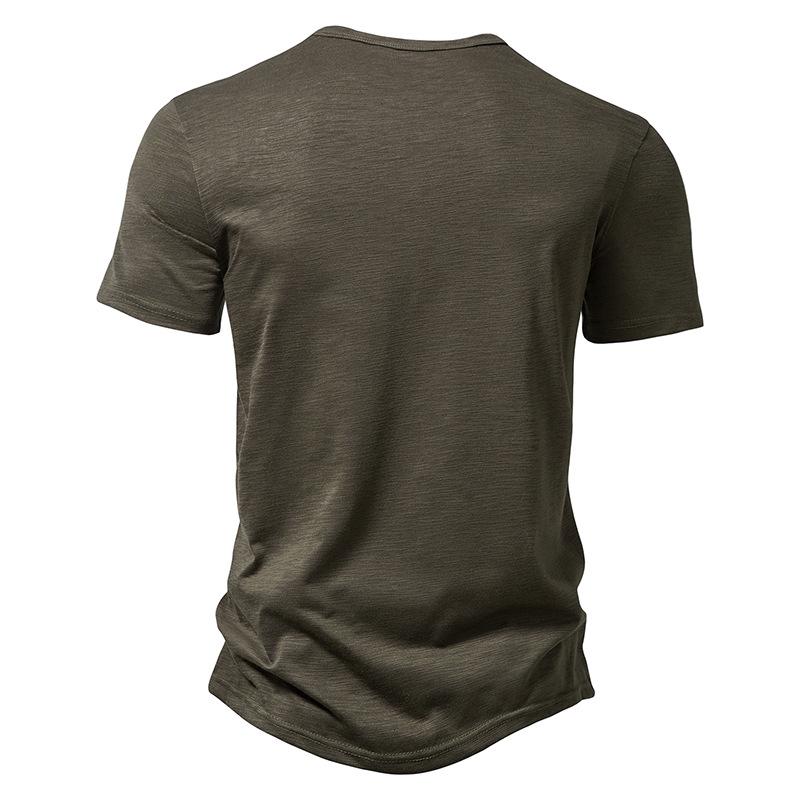 Men's Slub Cotton Henley T-Shirt 40920170X