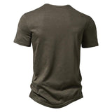Men's Slub Cotton T-Shirt Men's Henley Collar POLO Shirt 40920170X