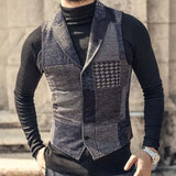 Men's Vintage Lapel Colorblock Slim Suit Vest 60907033M