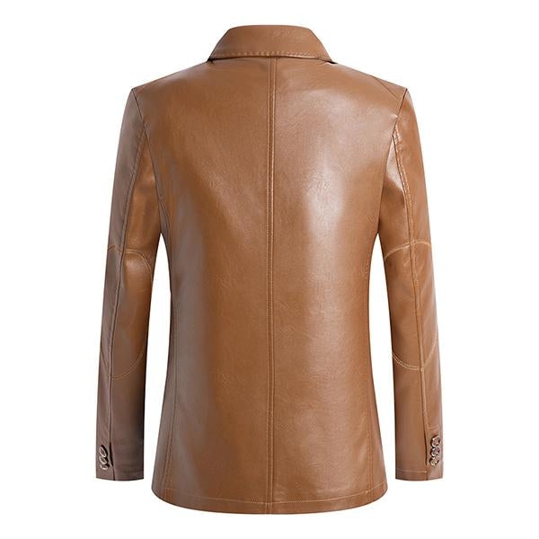 Mens Casual Lapel Leather Blazer 66243730M Coats & Jackets
