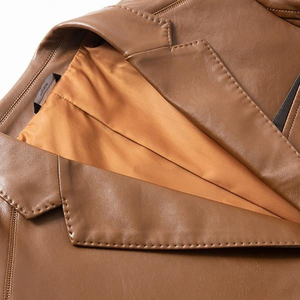 Mens Casual Lapel Leather Blazer 66243730M Coats & Jackets