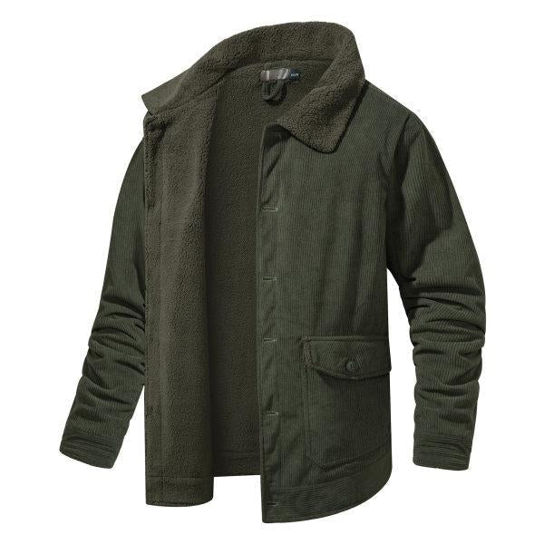 Mens Corduroy Plus Size Heavy Duty Work Jacket 50838208M Army Green / S Coats & Jackets