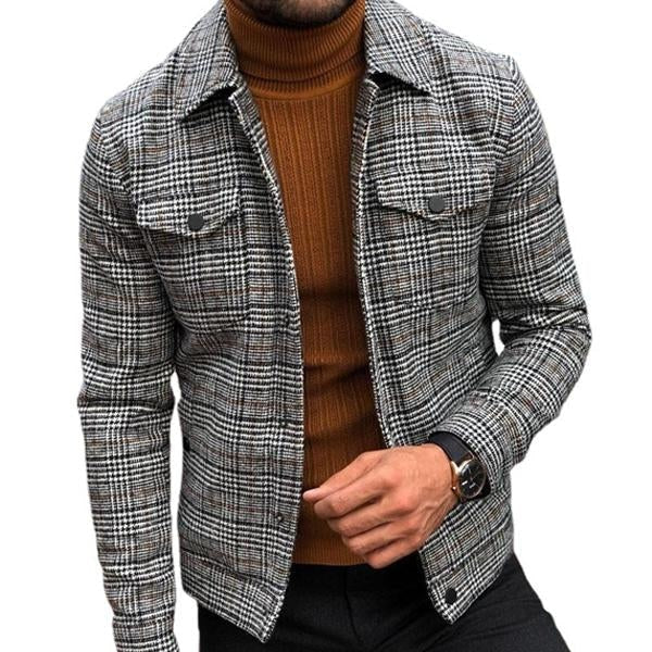 Mens Lapel Plaid Pocket Jacket 83926899X Coats & Jackets