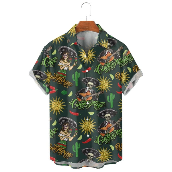 Mens Skull Party Print Shirt 26435659X Shirt(A) / Black S Shirts & Tops