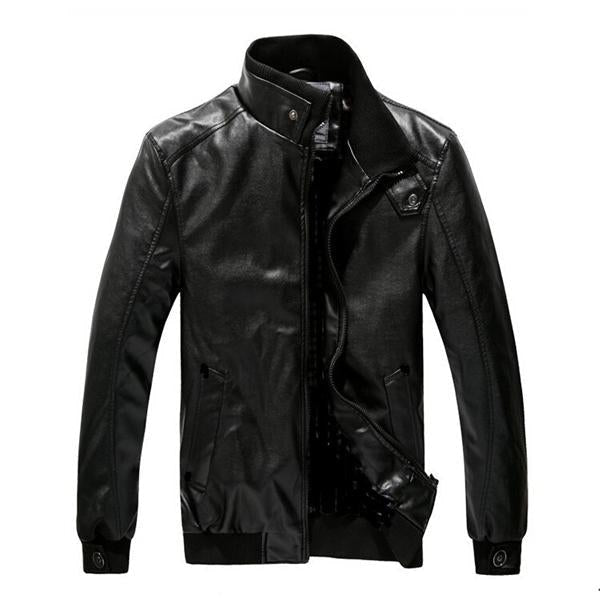 Mens Stand Collar Vintage Leather Vest 16184288X Black / S Coats & Jackets