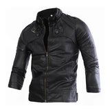 Mens Stand Collar Zip Leather Jacket 53168738X Black / M Coats & Jackets
