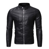 Mens Stand Collar Zip Leather Jacket 58055758X Black / M Coats & Jackets