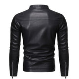 Mens Stand Collar Zip Leather Jacket 58055758X Coats & Jackets