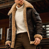 Mens Winter Lapel Thick Jacket 41317609M Coffee / S Coats & Jackets