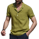 Men's Retro Lapel Short Sleeve Shirt 34351765Z