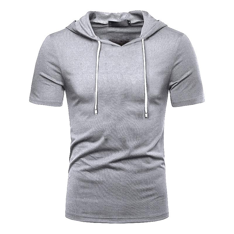 Men's Hooded Solid Short Sleeve T-shirt 38529430Z