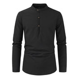 Men's Stand Collar Long Sleeve Shirt 24413683Z