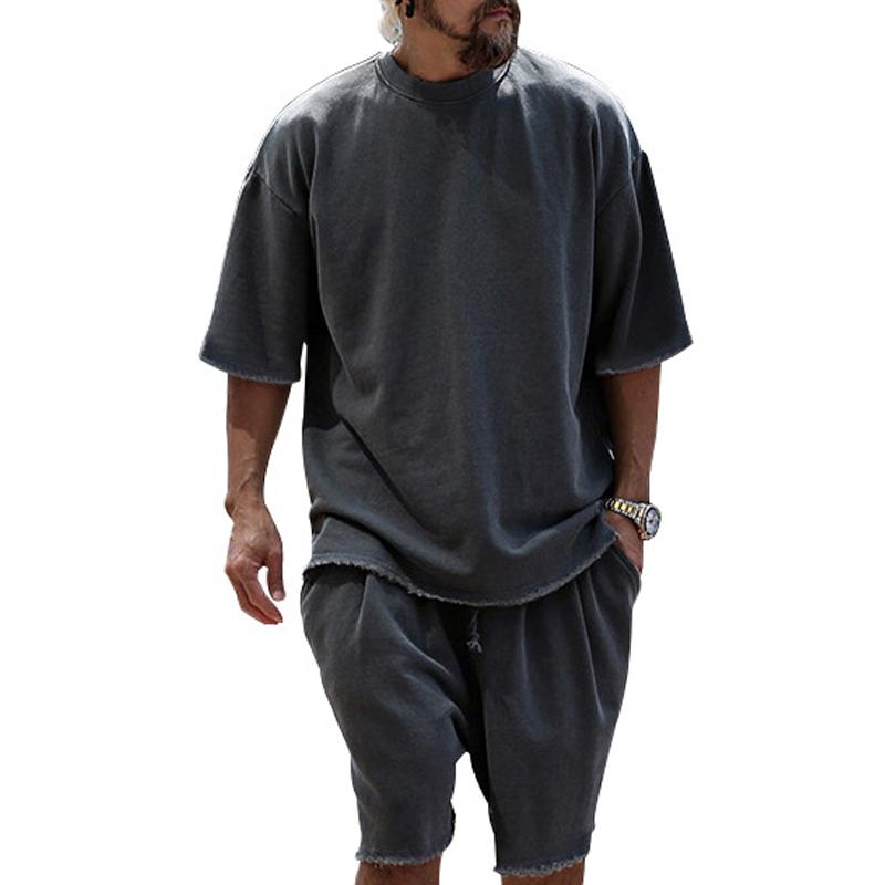 Fashion Loose Short Sleeve T shirt Shorts Set 02514856Z