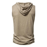 Men's Solid Hooded Henley Collar Sleeveless Cotton Tank Top 52780770Z