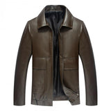 Men's Retro Lapel Pocket Leather Jacket 76955672Z