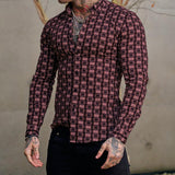 Men's Geometric Print Long Sleeve Shirt 37559554Z