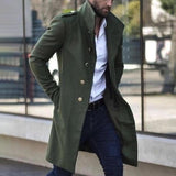 Men's Stand Collar Metal Buttons Decor Solid Coat 86702299Z
