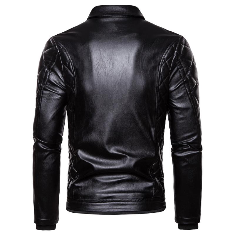 Men's Vintage Fur Collar Zipper Panel Leather Jacket 84578852M