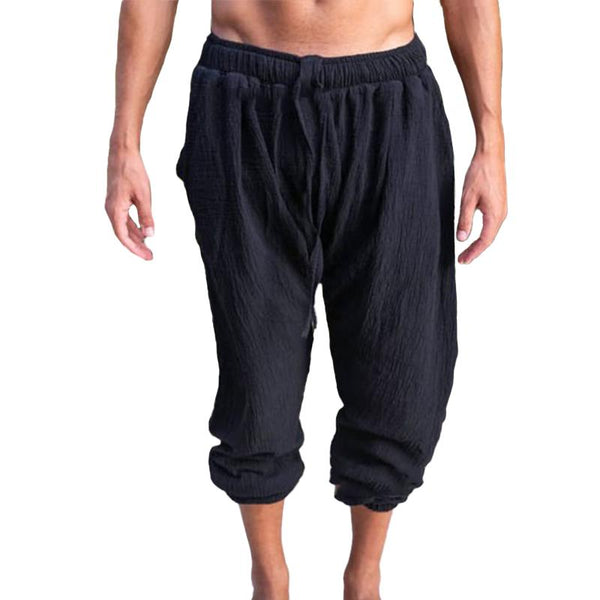 Men's Loose Linen Elastic Waist Casual Trousers 11837555Z