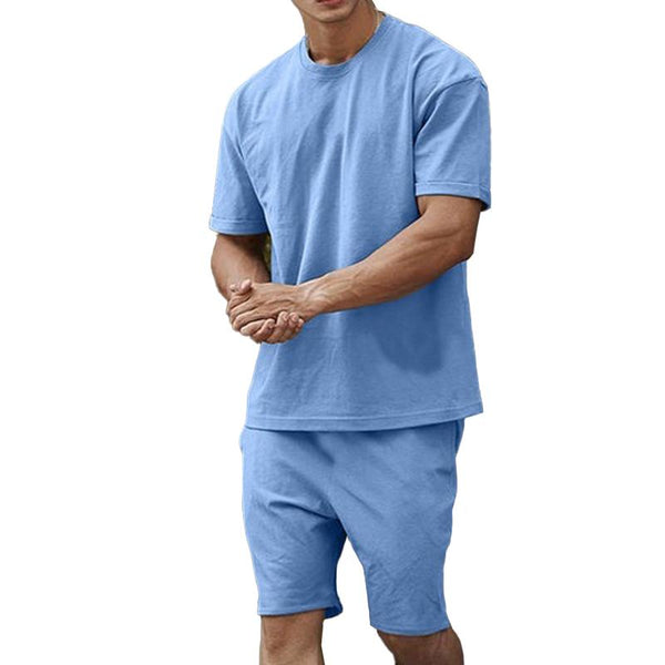 Men's Solid Short Sleeve T-shirt Shorts Sports Casual Set 25454925Z