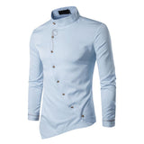 Men's Irregular Placket Embroidery Solid Shirt 85134172Z