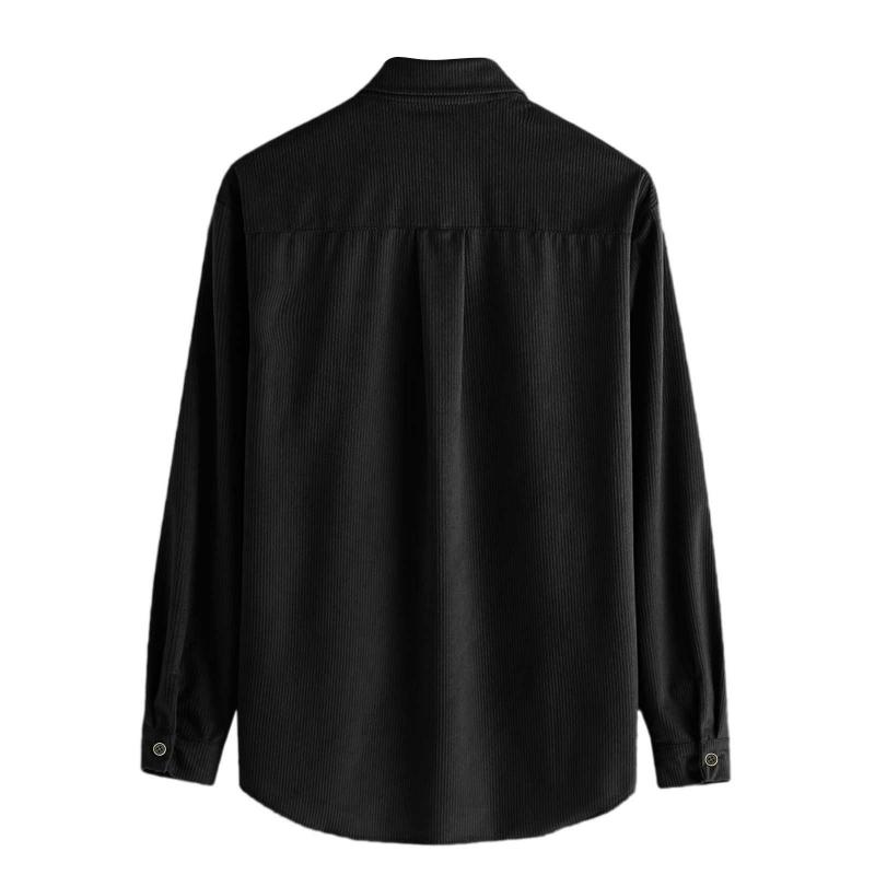 Men's Lapel Solid Color Casual Corduroy Shirt 88079163Z