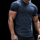 Men's V Neck Short Sleeve Sports Casual T-shirt 51967185Z