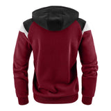 Men's Casual Color Block Hooded Long Sleeve Zippered Sport Jacket 58012589M