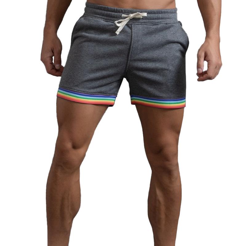 Men's Cotton Rainbow Print Fitness Sports Shorts 44342642Z