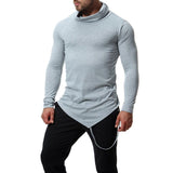 Men's High Collar Irregular Hem Solid T-shirt 00287187Z