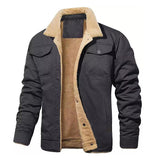 Men's Fleece Lapel Solid Pocket Jacket 18343005Z