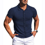 Men's Solid Striped Single Breasted Shirt 52700501Z