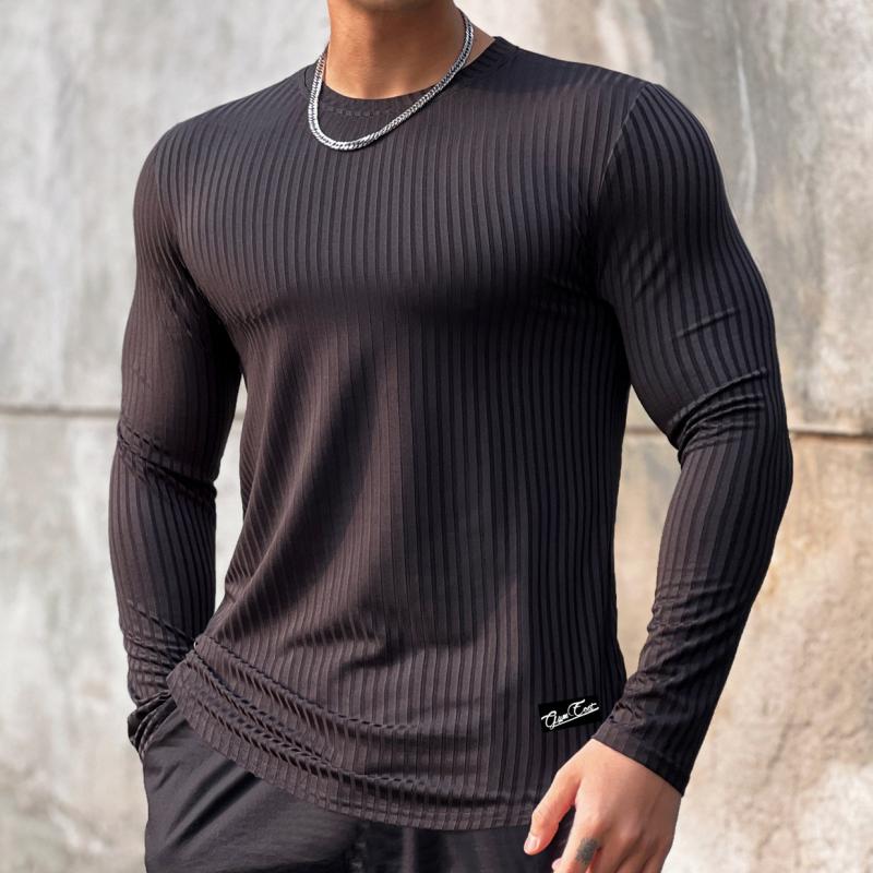 Men's Round Neck Striped Long Sleev T-shirt 57798046Z