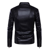 Men's Stand Collar Zipper Decor Biker Leather Jacket 74950558Z