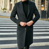 Men's Notch Lapel Plain Slim Fit Mid-Length Coat 75965974Z