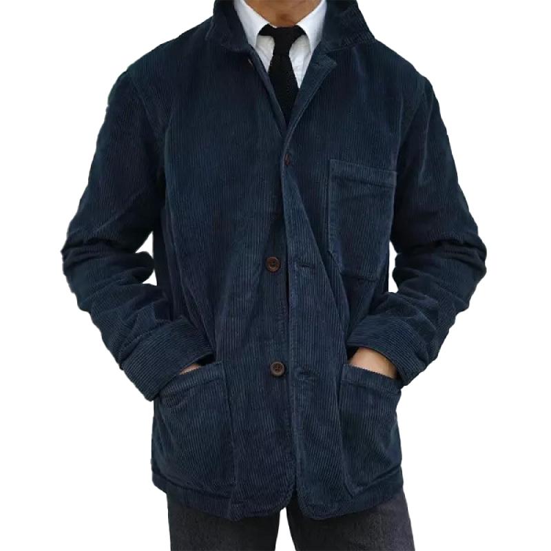 Cappotto in velluto a coste multitasche tinta unita da uomo 75641462Z