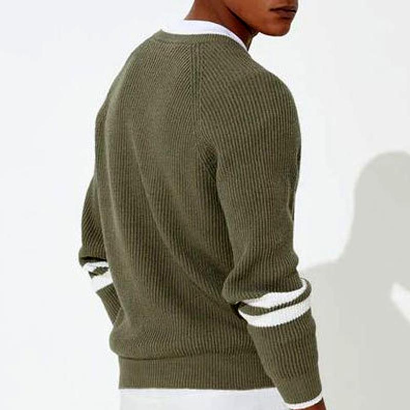 Men's V Neck Striped Casual Sweater 06221813Z