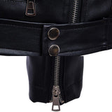 Men's Stand Collar Zipper Decor Biker Leather Jacket 74950558Z