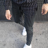 Men's Striped Zip Jacket Trousers Sports Set 11757219Z
