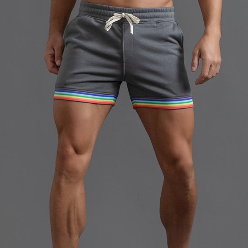 Men's Cotton Rainbow Print Fitness Sports Shorts 44342642Z