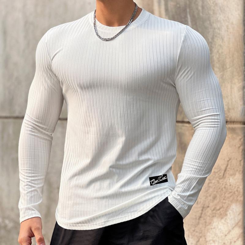 Men's Round Neck Striped Long Sleev T-shirt 57798046Z