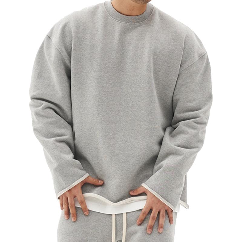 Sweat-shirt ample à la mode pour hommes de couleur unie 17549257Z